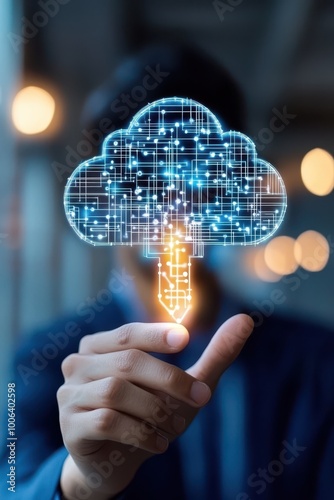 Digital cloud technology concept.