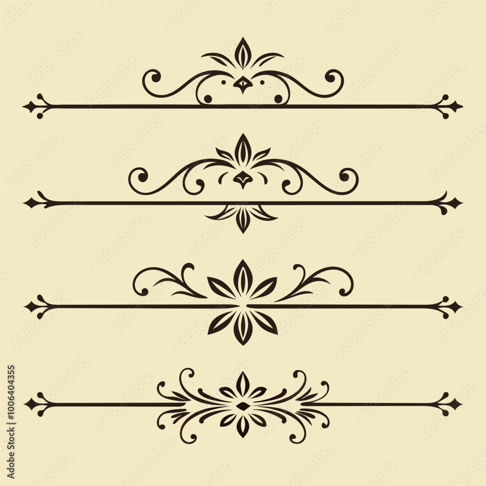 Fototapeta premium Vintage Border and Dividers Collection Vector illustration