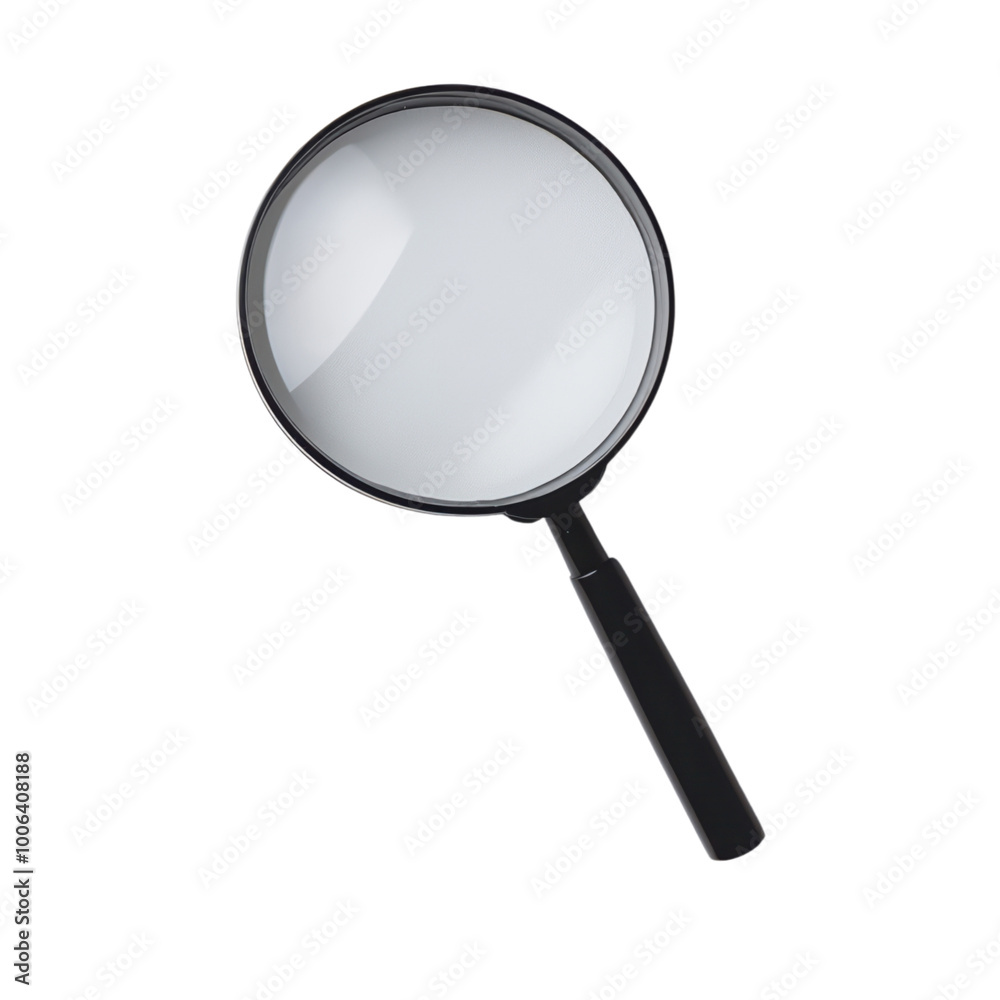 Black-handled magnifying glass on a plain background Black-handled magnifying glass on a plain background
