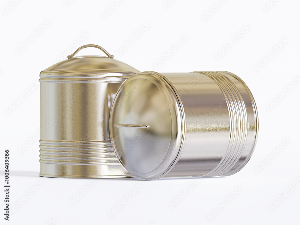 Cookies container metal texture on gray background Cookies container metal texture on gray background