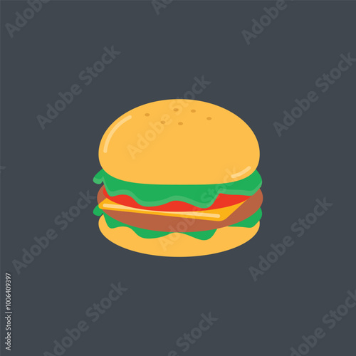 burger food in flat vector design.