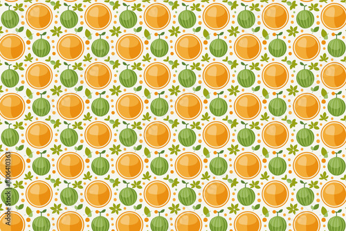 Cantaloupe melon seamless pattern. Vector illustration.