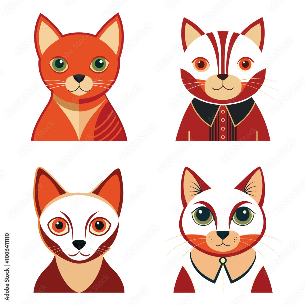 set of funny cartoon cats set of funny cartoon cats