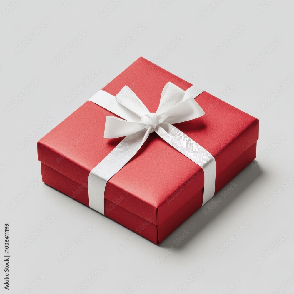 Obraz premium Red Gift Box with White Ribbon