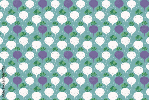 Radish seamless pattern. Turnips vegetable beautiful background vector.