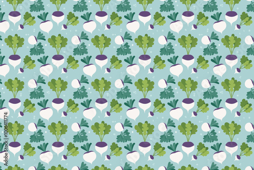 Radish vector seamless pattern. Vegetable background with turnips.