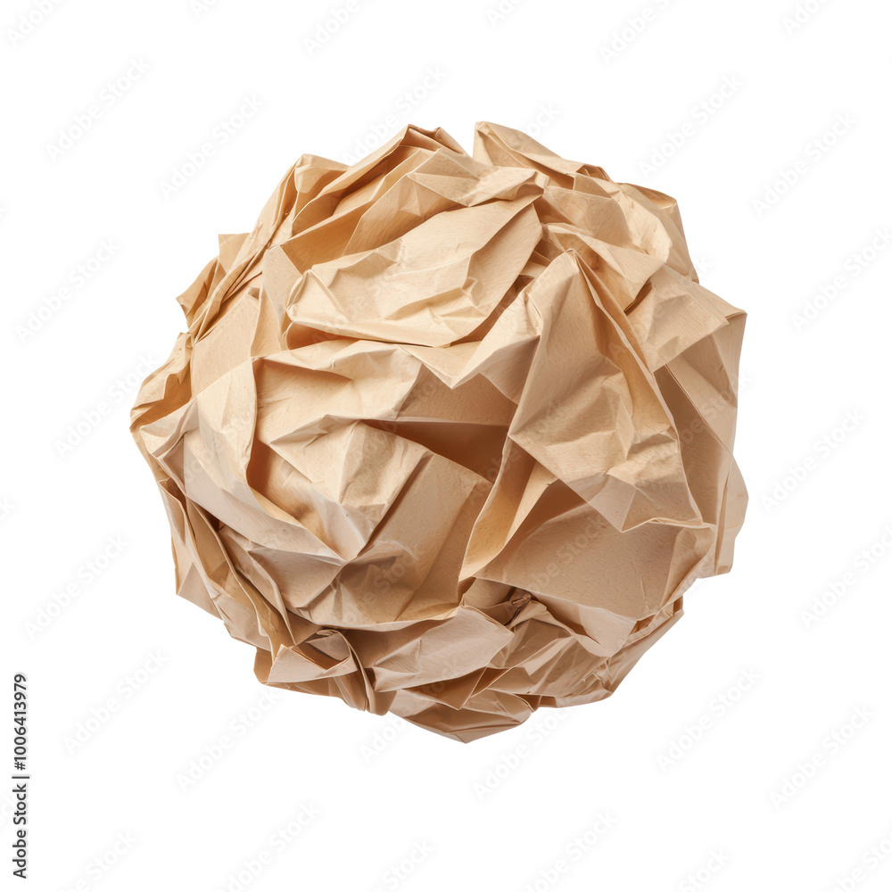 Crumpled paper ball on a transparent background