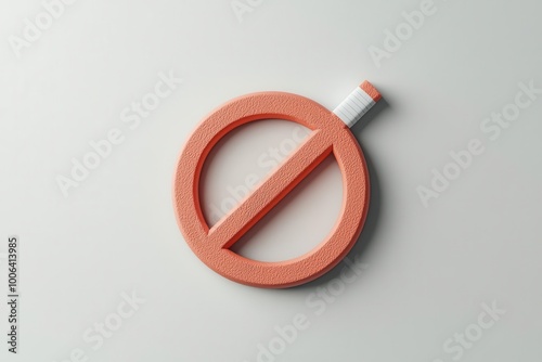 Red no smoking symbol against a clean white background, sharp and minimalist, 3D illustration photo