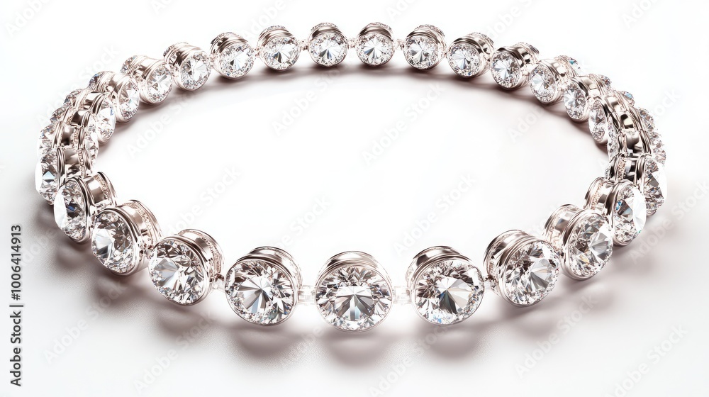 A mesmerizing circle trail of sparkling diamonds arranged in a perfect loop on a clean white background, creating an elegant and luxurious design A mesmerizing circle trail of sparkling diamonds arranged in a perfect loop on a clean white background, creating an elegant and luxurious design