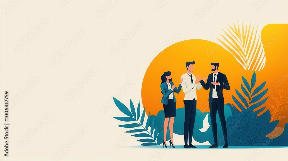 A group of salespeople clapping and congratulating each other after hitting a team sales target, showing unity and resilience., design illustration A group of salespeople clapping and congratulating each other after hitting a team sales target, showing unity and resilience., design illustration