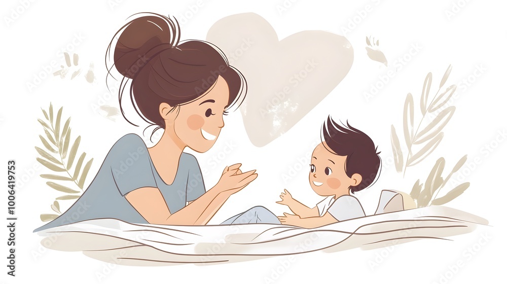 Loving Mother Embracing Her Child While Reading a Book Together at Home Loving Mother Embracing Her Child While Reading a Book Together at Home