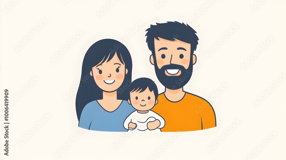Cheerful Young Family Posing Together in Relaxed Home Setting Cheerful Young Family Posing Together in Relaxed Home Setting