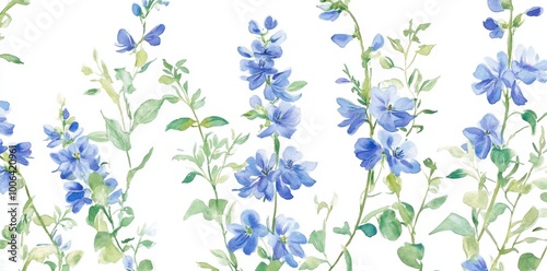 Blue Watercolor Flowers.