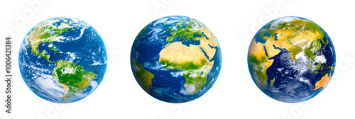 Set of a earth with Brazil and America, isolated on a transparent background.
