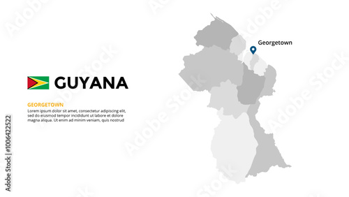 Guyana map Infographic, maps for countries elements design for presentation, can be used for presentation, workflow layout, diagram, annual report, web design.