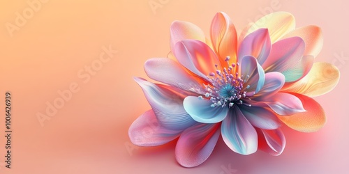 A charming 3D flower icon, rendered in vibrant colors with detailed petals, set against a clean background, representing the beauty of biodiversity