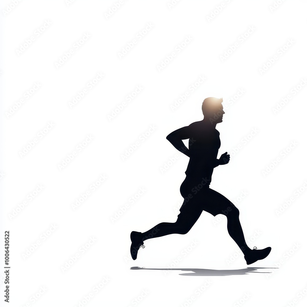 Silhouette of a Man Running on White Background
