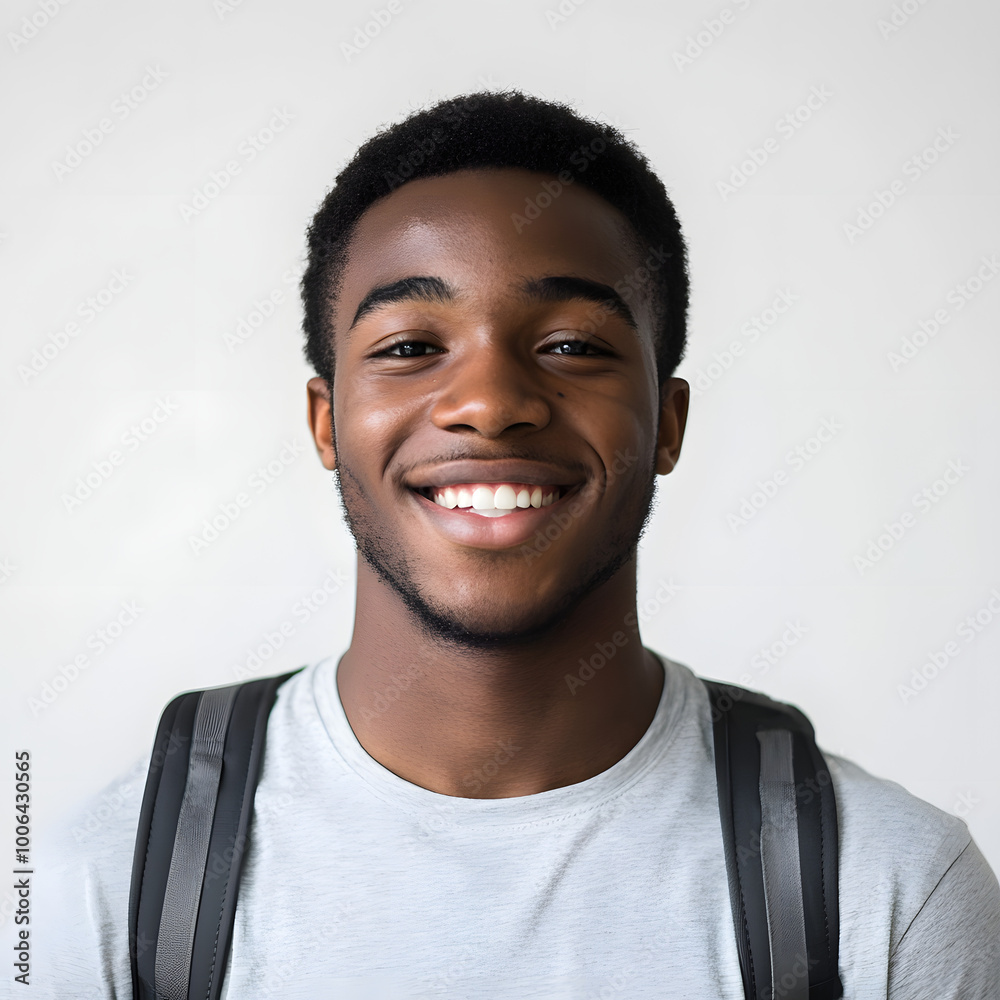 Smiling Young African American Student with Backpack Smiling Young African American Student with Backpack