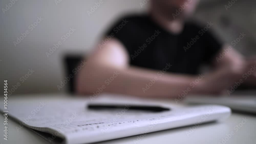 Man journaling thoughts into notebook Man journaling thoughts into notebook