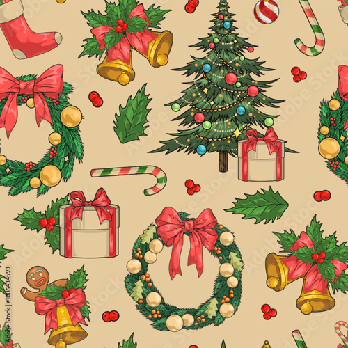 Merry Christmas pattern seamless colorful