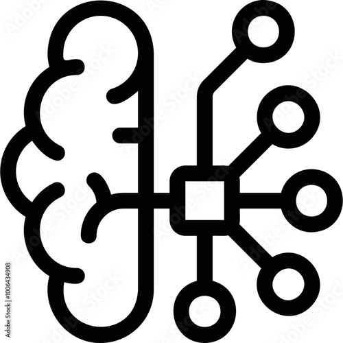 Simple vector icon brain, computer