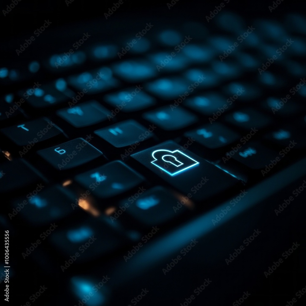 Cybersecurity Lock on Keyboard: Protecting Your Data in the Dark