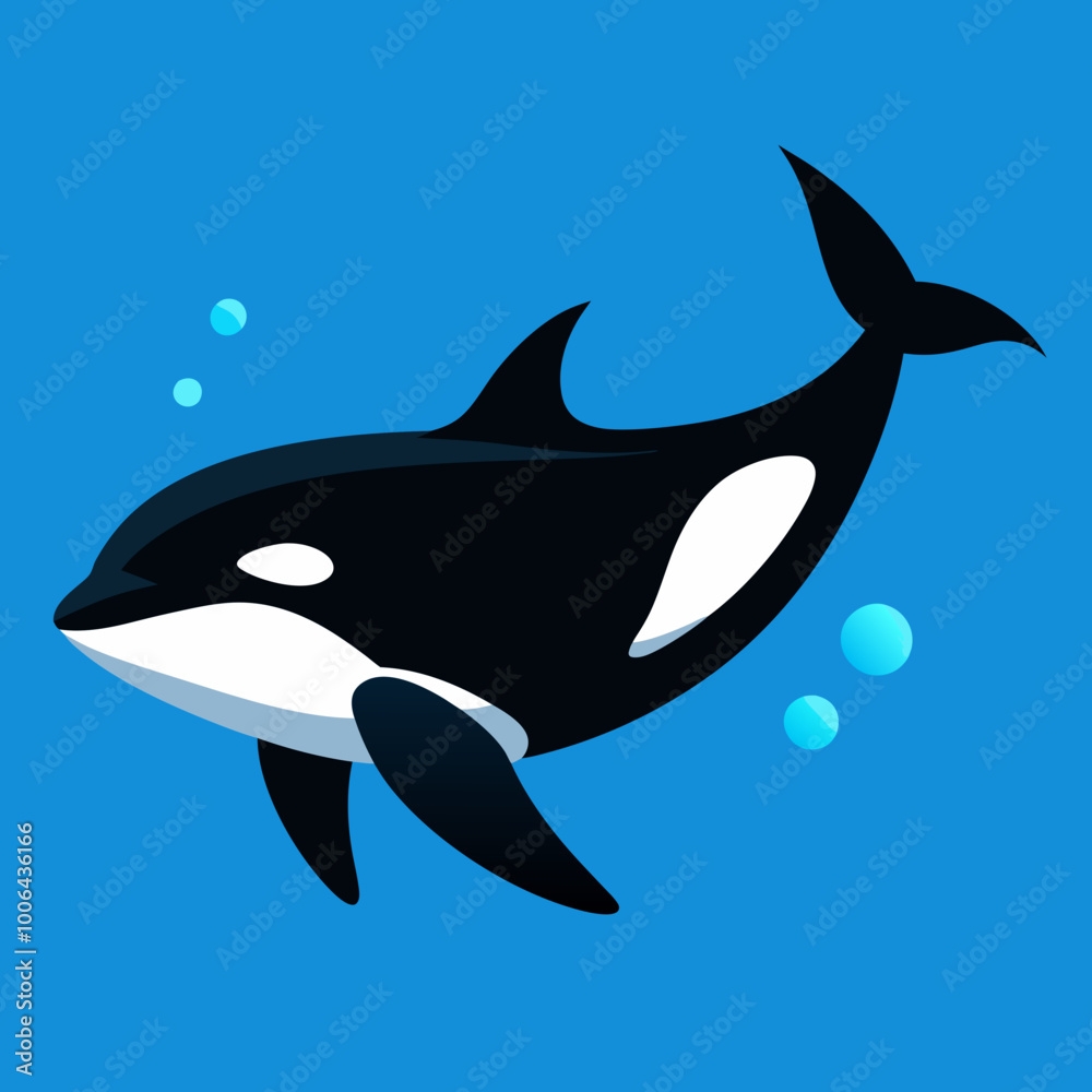 Obraz premium Vibrant Vector Illustration Capturing Orcas Swimming Gracefully in the Sea 