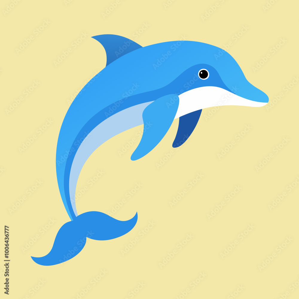 Fototapeta premium Playful Dolphin Leaping in a Beautiful Vector Illustration of the Sea 