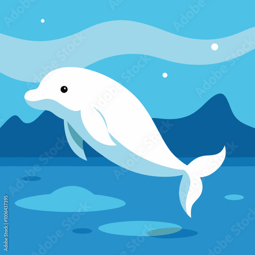 Beluga Whale in Calm Ocean Scene Vector Illustration Perfect for Educational Use
