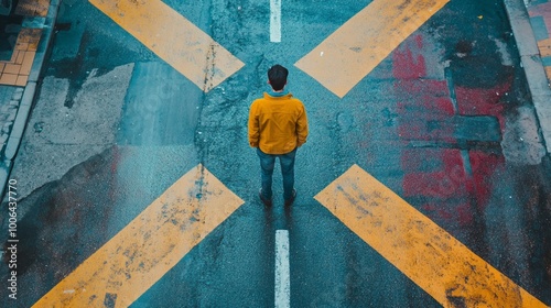 ##  Choosing Your Path: A Man at the Crossroads photo