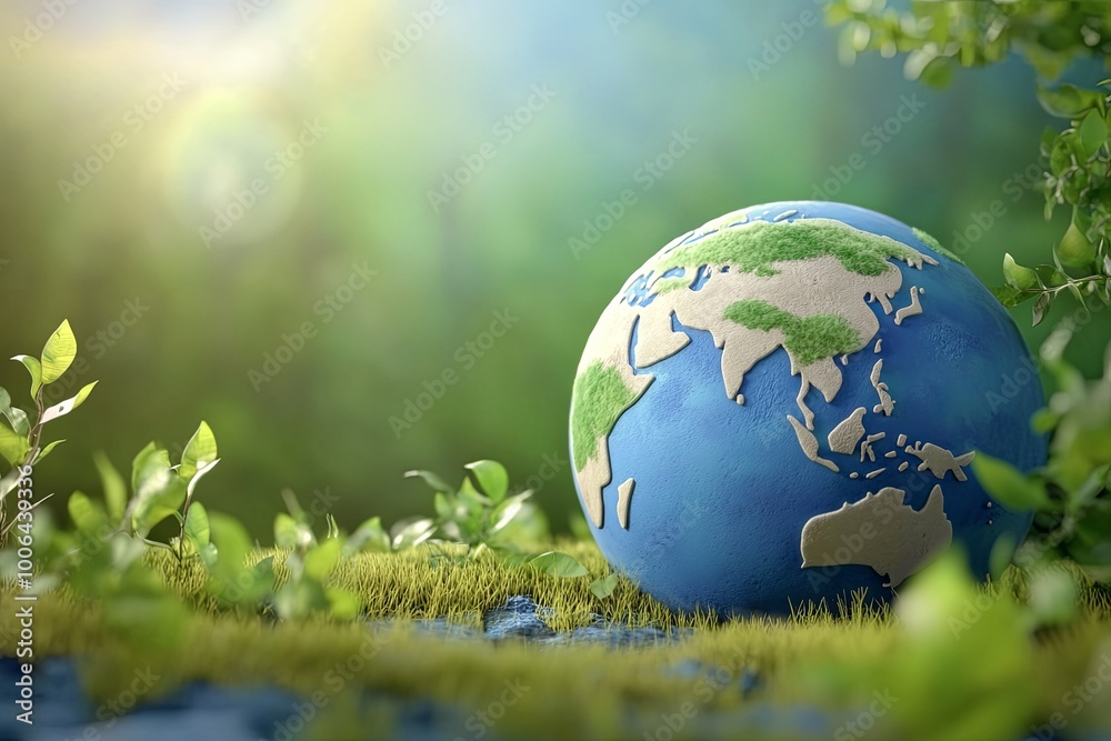 A 3D model of the earth sits in a lush green forest, symbolizing the importance of nature and sustainability. A 3D model of the earth sits in a lush green forest, symbolizing the importance of nature and sustainability.