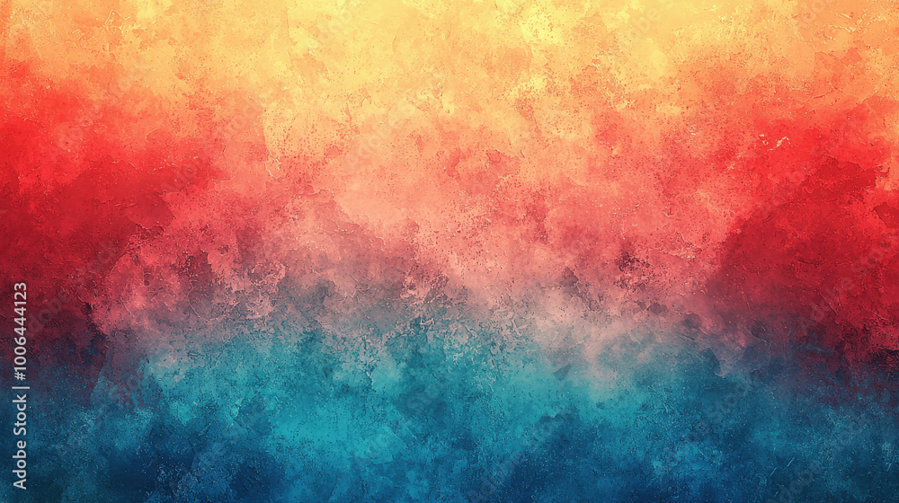 Obraz premium A vibrant gradient artwork featuring blend of warm orange and red tones transitioning into cool blue hues, creating visually striking and dynamic background