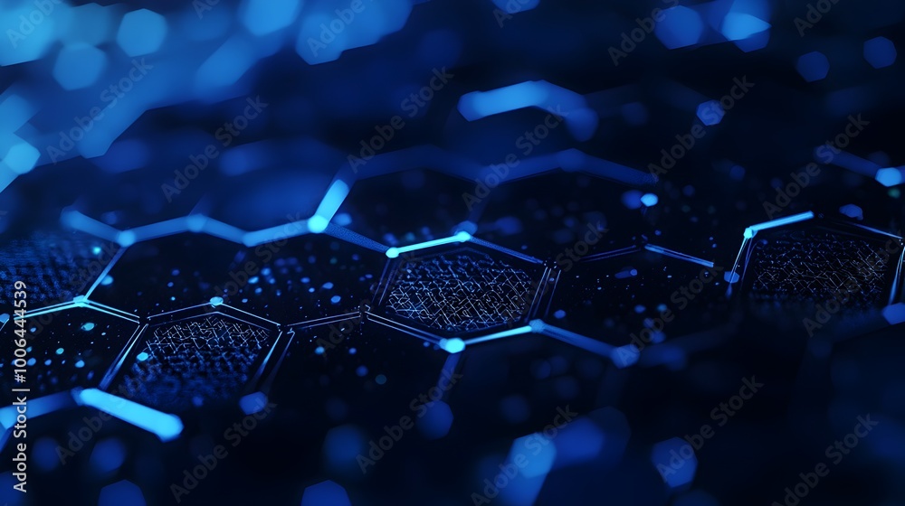 Obraz premium Sleek and Futuristic Abstract Hexagonal Tech Background with Clean Text Space