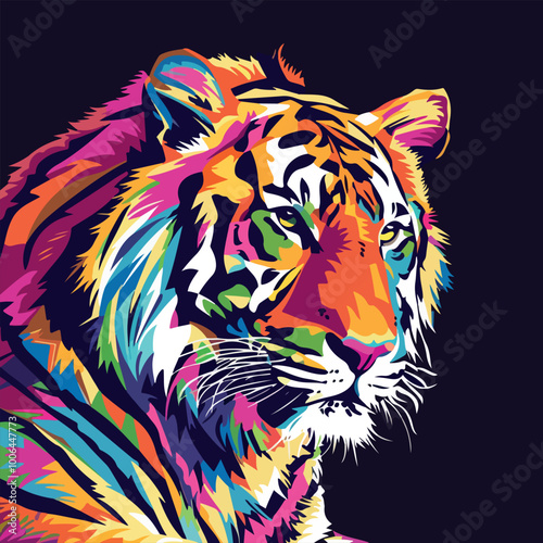 Colorful tiger vector illustration