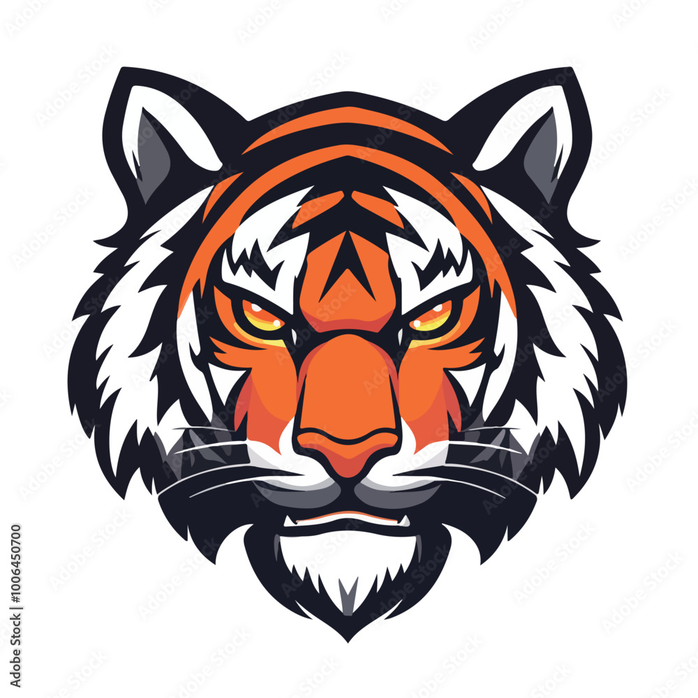 Tiger head mascot logo isolated on white background Tiger head mascot logo isolated on white background