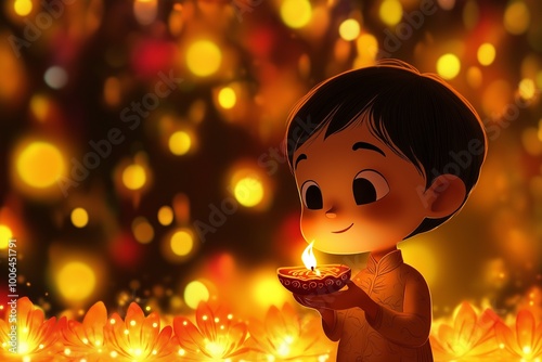 kid in diwali celebration by generative ai