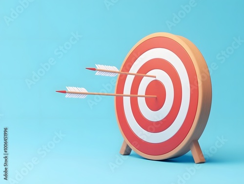 A red and white target with two arrows sticking out of it