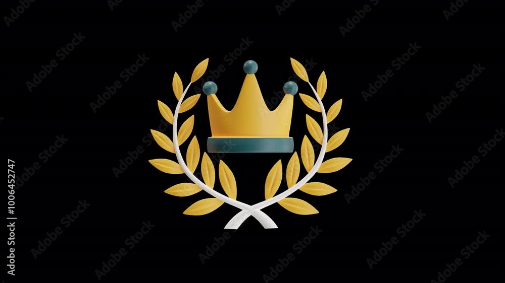 3D Illustration of Crown and Laurel Wreath Award Icon Animation
3D Illustration of Crown and Laurel Wreath Award Icon Animation