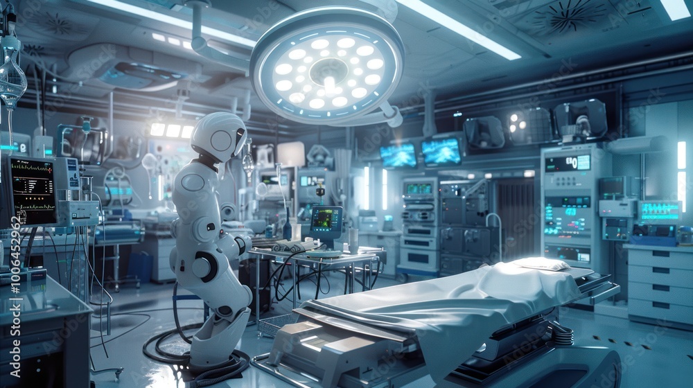 Futuristic Operating Room with Robot Assistant Futuristic Operating Room with Robot Assistant