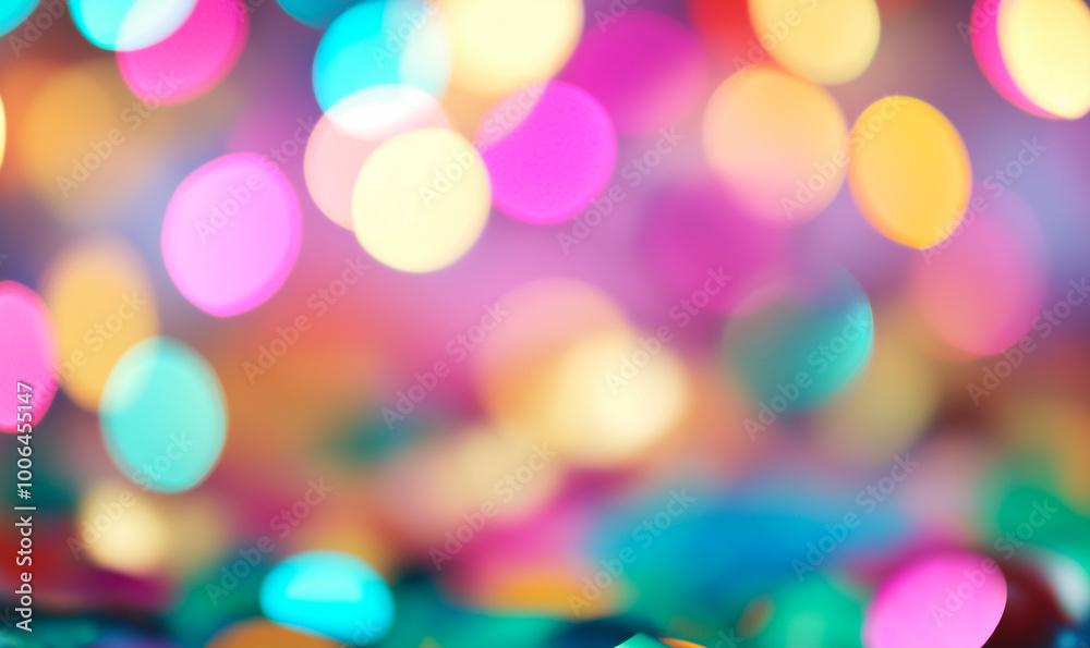 Blurred colorful confetti and vibrant bokeh lights, creating a festive and joyful atmosphere filled with celebration and fun Blurred colorful confetti and vibrant bokeh lights, creating a festive and joyful atmosphere filled with celebration and fun