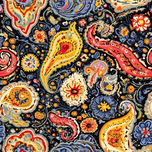 Floral paisley seamless pattern for wallpaper design