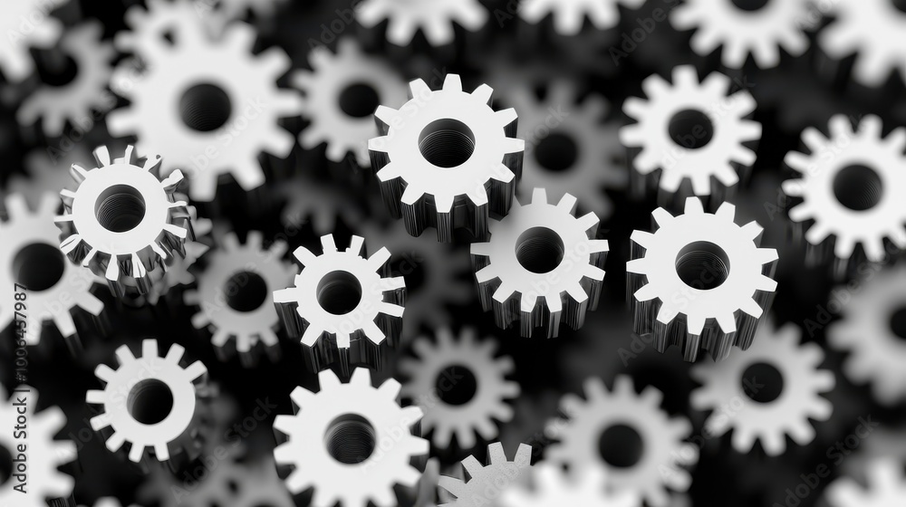 An image of abstract gears, each rotating in isolation without connecting to others, representing inefficiency and lack of synergy caused by silo mentality An image of abstract gears, each rotating in isolation without connecting to others, representing inefficiency and lack of synergy caused by silo mentality
