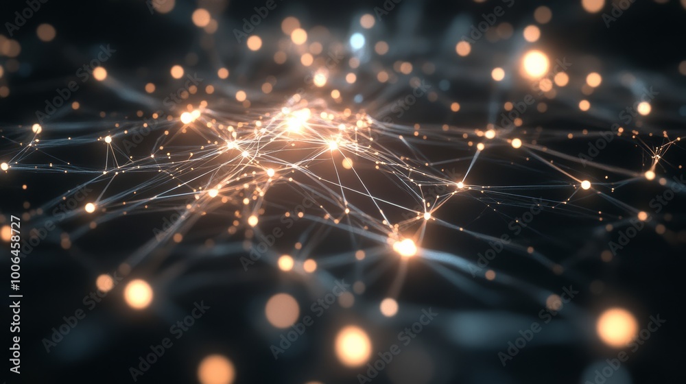 Abstract Network with Glowing Nodes. Abstract Network with Glowing Nodes.