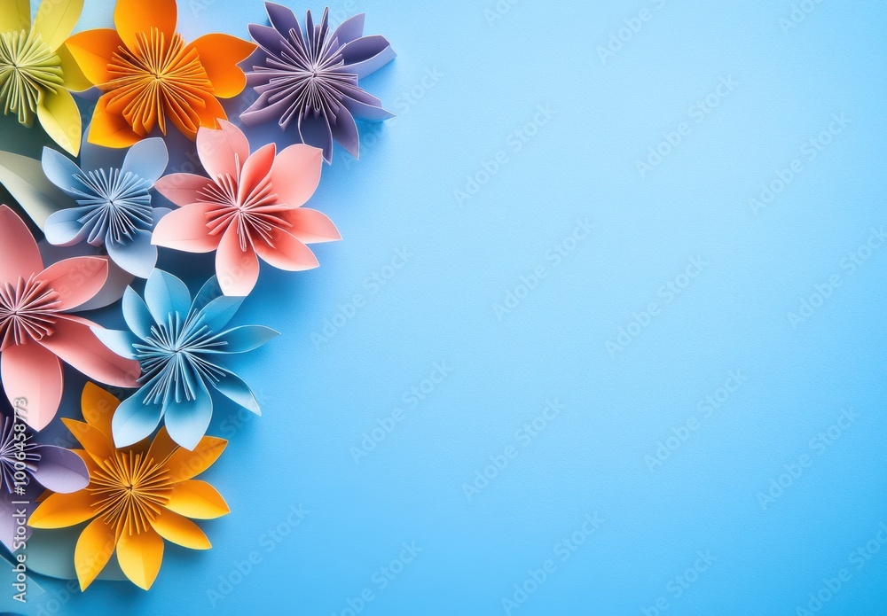 Obraz premium Paper Flowers Border.