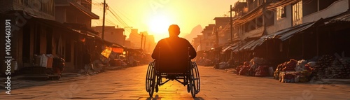 Wheelchair User Navigating a Bustling Marketplace in a Foreign City A Journey of Mobility, Independence, and Adventure Abroad