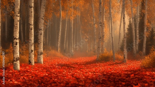 Autumn leaves in a forest 