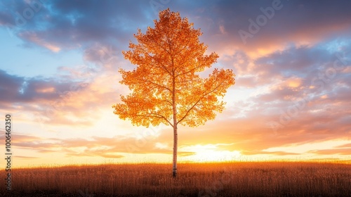 Autumn leaves sunset