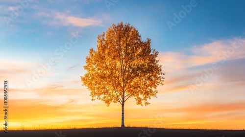 Autumn leaves sunset