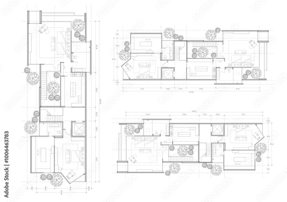 Floor plan designed building on the drawing. Floor plan designed building on the drawing.