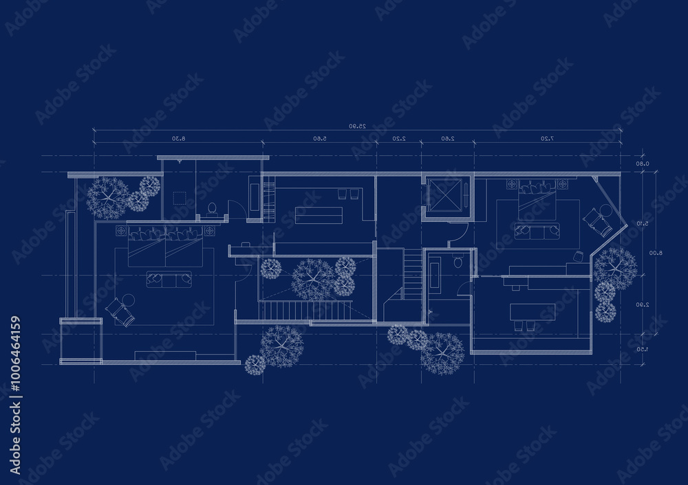 Floor plan designed building on the drawing.
